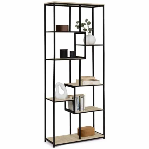 IDMarket Asymmetrisches Bücherregal Detroit 8 Ebenen 161 cm - Das asymmetrische Bücherregal Detroit vereint Stil und Funktionalität im Industriedesign und bietet Platz für Ihre Bücher und Deko.