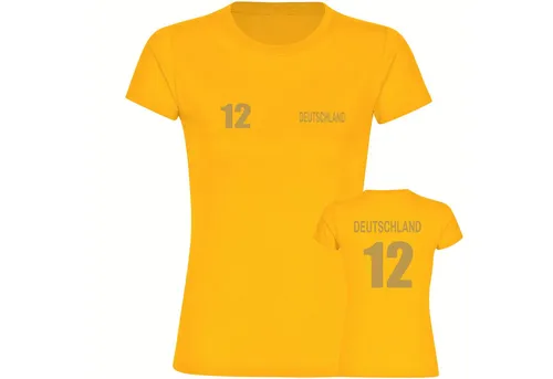 multifanshop T-Shirt Damen Deutschland - Trikot Nummer 12 Gold - Frauen