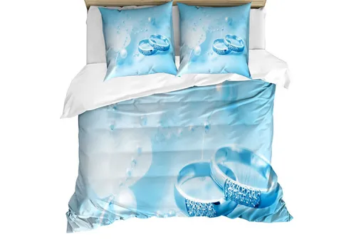 Abakuhaus Bettwäsche Milbensicher Allergiker geeignet mit Kissenbezügen, Microfaser, Hellblau Trauringe Pearls