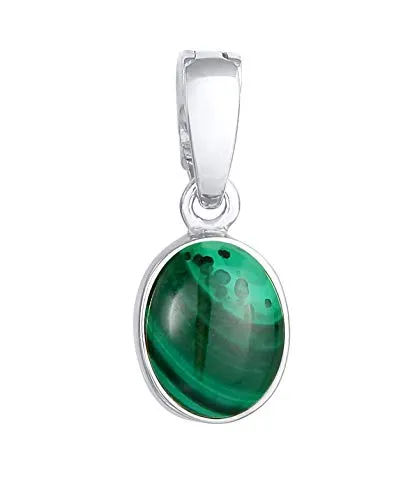 Klassischer Edelstein-Anhänger mit Malachit Stein - Handgefertigter Damen Anhänger aus 925 Sterling Silber, stilvoller Malachit Cabochon in Grün, ideal für besondere Anlässe und als Geschenk.