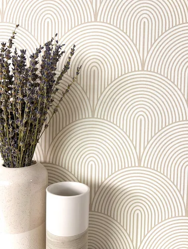 Newroom Vliestapete Bowy Beige - Modernes Design für Ihr Zuhause - Tapeten: Modernes Vliesdesign in Bowy Beige, ideal für Wohnzimmer, Schlafzimmer und Küche. Wasser- und dampfbeständig, hochwaschbeständig und einfach abziehbar.