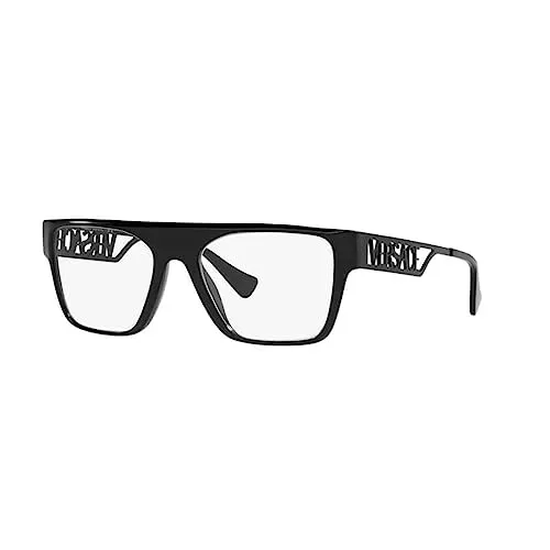 Versace VE 3326U 5380 Rechteckige Kunststoff-Brille, 55 mm, Schwarz, Schwarz, 55-19-145