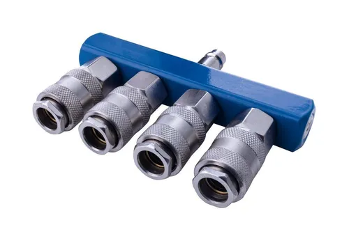 Scheppach 4 Wege Druckluftumsteller mit Schnellhahnen - Sonstige, ideal für präzise Druckluftverteilung in Werkstätten und Heimwerkprojekten.