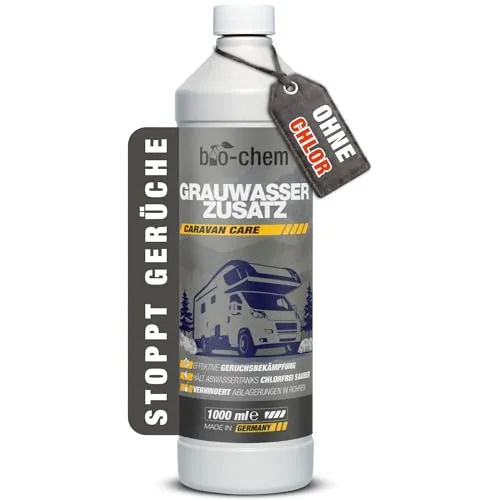 bio-chem Grauwassertank-Zusatz - 1000 ml Konzentrat - Tank-Reiniger für Schmutzwasser-, Grauwasser- und Abwasser-Tank von Wohnmobil, Wohnwagen - Made in DE