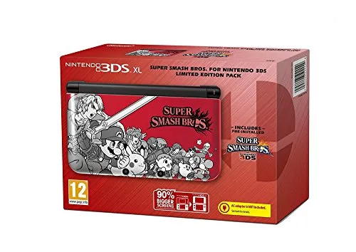 Nintendo 3DS XL - Konsole Rot + Super Smash Bros (Limited Edition) - Konsolen, erlebe spannende Kämpfe mit der limitierten Edition und genieße die große Bildschirmfläche der 3DS XL für ein fantastisches Spielerlebnis.