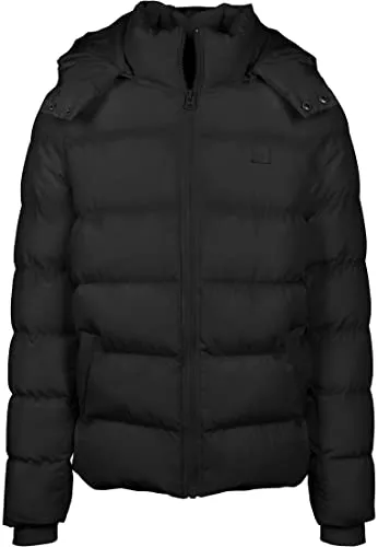 Urban Classics Herren Hooded Puffer Jacket, Black, XXL - Robuste Funktionsjacke mit Fake-Daunenfüllung, winddichtem hochschließendem Reißverschluss und abnehmbarer Kapuze – ideal für kalte Tage und vielseitig kombinierbar.