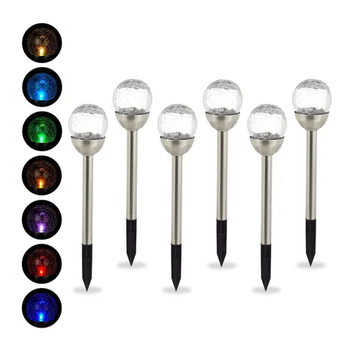 Solarlampen für außen - LED Solarleuchten Garten Kugelleuchten - IP44 Wegeleuchte aus Edelstahl und Kunststoff, ideal für den Außenbereich mit farbwechselndem Licht und umweltfreundlicher Solarenergie.