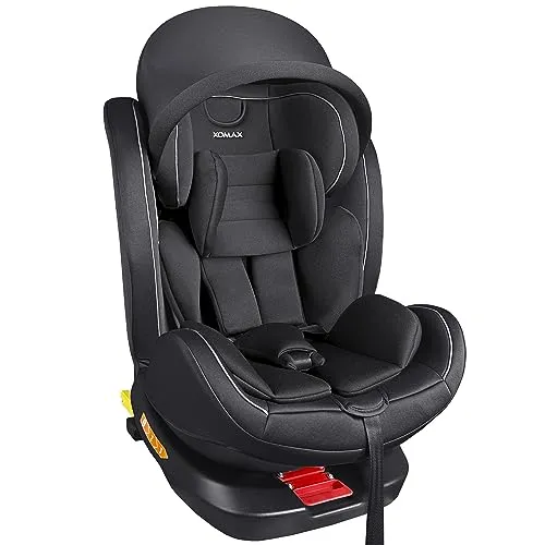 XOMAX Kindersitz drehbar 360° mit ISOFIX und Liegefunktion - Kindersitz für 0-36 kg (0-12 Jahre) mit 360° Drehfunktion, verstellbarer Kopfstütze und abnehmbaren, waschbaren Bezügen. Sicher und komfortabel für jedes Alter.