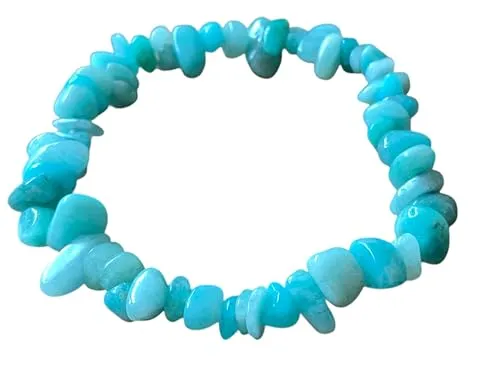 Edelstein Splitterarmband 18cm aus Amazonit - Stein des Ausgleichs – Brasilien - handgefertigt - elastisch - höchste Qualität - in Organzasäckchen