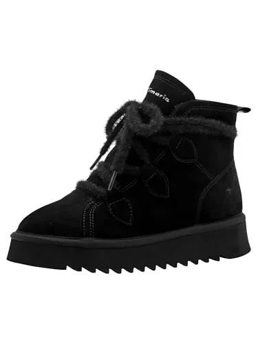 Tamaris Damen Stiefel aus Leder in Schwarz, Größe 37 - Stylische Damenstiefel mit herausnehmbarem Fußbett für individuellen Komfort. Die robuste Sohle und die funktionale Schnürung bieten sicheren Halt und eine modische Note für jeden Herbstspaziergang.