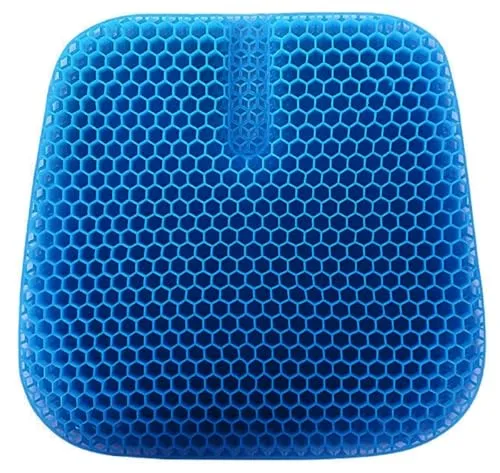 VAIYNWOM Gel Sitzkissen, Atmungsaktives Waben Sitzkissen Orthopädisch Gelkissen Für Zuhause Büro Auto, Mit Rutschfestem Stoffbezug, 45 * 42 * 3cm, Navyblau