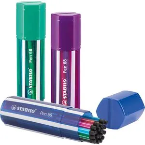 Stabilo Pen 68 Big Box 20er Etui 6820-1 Filzstifte - Schreibutensilien mit 20 leuchtkräftigen Farben in einer praktischen Box. Ideal für kreative Projekte, mit robuster Spitze und ventilierter Kappe für sichere Anwendung. Made in Germany.