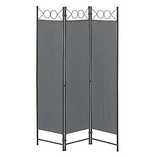 Saragossa Raumteiler 3-teilig 120x171 cm - Paravent Trennwand in Dunkelgrau, ideal als Sichtschutz oder Raumteiler, schnell aufbaubar dank Stecksystem und platzsparend klappbar - perfekt für Balkon und Terrasse.
