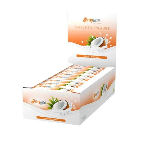Inkospor Myline Riegel - 24 x 40 g Cocos - Nahrungsergänzungsmittel mit 8 Vitaminen und Calcium, ideal als proteinreicher Snack für unterwegs.