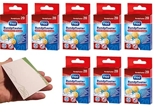 varivendo Notizblock und Figo Wund-Pflaster 20er Rund Hautfarben Rundpflaster (160 Pflaster)