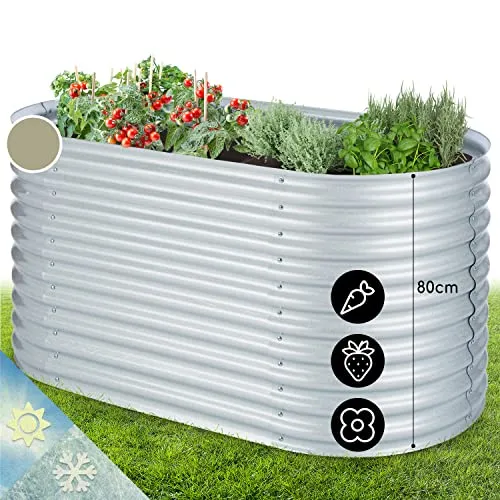 blumfeldt Hochbeet aus Metall 160x80 cm - Wetterfestes Hochbeet aus rostfreiem Stahlblech, ideal für Balkon und Garten. Bietet optimalen Schneckenschutz und entlastet deinen Rücken beim Gärtnern.