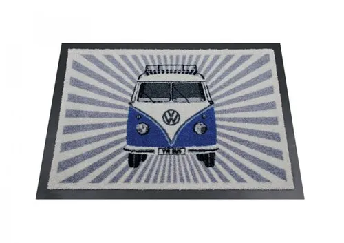 BRISA VW Collection Fußmatte mit T1 Bulli Motiv - Fußmatte mit kultigem VW T1 Bulli Motiv, ideal für Camper und als Geschenk. Flexibles, waschbares Material schützt den Boden vor Schmutz und Kratzern.