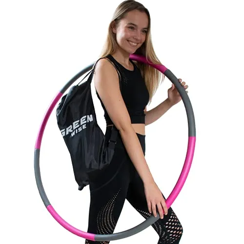 GreenWise™ Hula Hoop Sport Reifen 1,0 kg aus Edelstahl für Erwachsene & Kinder zur Gewichtsabnahme Massage Fitness | mit Videokurs | 95 cm | hochwertiger Schaumstoff | inkl. Tragetasche