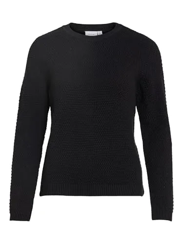 Vila Damen Pullover VIDALO O-Neck L/S Knit TOP/SU - NOOS - Eleganter Rundhals-Pullover für Damen mit gerippten Ärmelbündchen, ideal für einen lässigen Look im Alltag.
