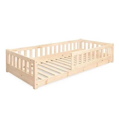 Ehrenkind Kinderbett - Hochwertiges Bodenbett aus Kiefernholz mit Rausfallschutz - Betten für Kinder, aus FSC® zertifiziertem Kiefernholz, sicher und stabil, ideal für ein kindgerechtes Schlafumfeld.