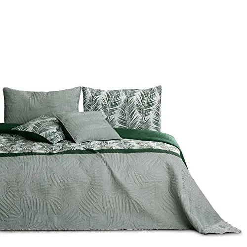 AmeliaHome Tagesdecke Bettüberwurf 170x210 cm – Zweiseitig & Pflegeleicht mit Pflanzenmuster - Tagesdecke aus pflegeleichtem Polyester, zweiseitig nutzbar für schnellen Stilwechsel im Schlafzimmer. Elegante Steppung und perfekte Geschenkidee – 30 Grad waschbar, Größe: 170x210 cm.