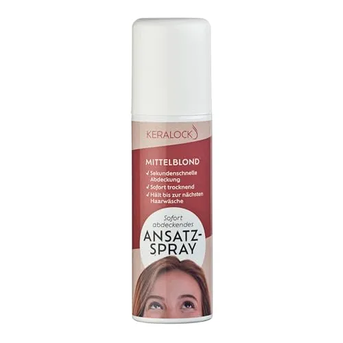 KERALOCK Ansatzspray mittelblond 75 ml Aerosol – unisex – temporäre Haaransatzabdeckung für coloriertes Haar – kaschiert graue Haare in Sekunden – ammoniakfrei