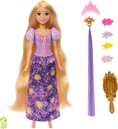 Mattel Disney Princess Rapunzel Modepuppe mit leuchtendem Haar - Erlebe kreativen Spielspaß mit der Rapunzel Puppe. Ihr magisches Haar leuchtet beim Bürsten und sorgt für unendliche Styling-Möglichkeiten mit Zubehörteilen. Inspiriert vom Disney-Film Rapunzel Neu verföhnt.