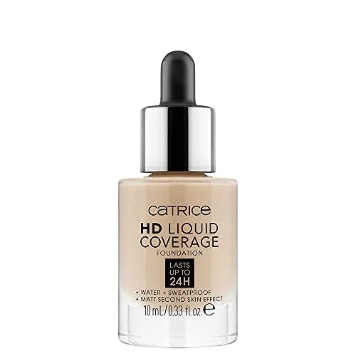 HD Flüssigkeitsabdeckung Mini 020 Rose Beige CATRICE flüssiges Make-up für Damen, 10 ml Pipette