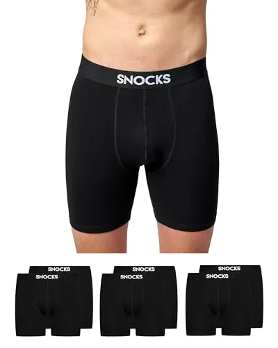 Snocks Lange Boxershorts Herren - 6er Pack aus Bio-Baumwolle, Atmungsaktiv und Komfortabel - Herren-Boxershorts aus 95% Bio-Baumwolle, ohne juckende Etiketten für maximalen Komfort. Ideal für Sport und Alltag, mit elastischem Bund für perfekte Passform.