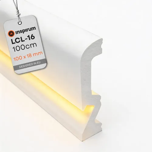 Sockelleiste Weiß LED 10cm Hoch LCL-16 - Moderne Wasserfeste Fußleiste - Sockelleisten & Fußleisten - 1 Meter lange, moderne Fußleiste mit integrierter LED-Beleuchtung für stilvolle Akzente in jedem Raum.