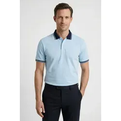 OLYMP Poloshirt Casual mit Kontrast-Details in Blau - Hochwertiges Poloshirt aus 100% Baumwolle im Piqué-Stil, ideal für lässige Anlässe. Der Polokragen und die Kontrast-Details verleihen einen modernen Look.