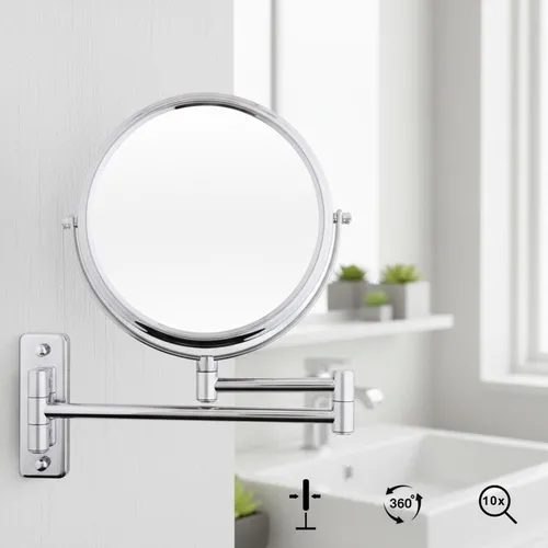 Melko 10-Fach Vergrößerungs-Kosmetikspiegel - Hochwertiger Wandspiegel mit 10-facher Vergrößerung für präzises Schminken und Pflege. Flexibel mit 360° Schwenkfunktion – ideal für jedes Badezimmer und alle Pflegebedürfnisse.