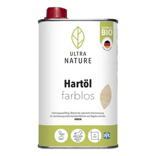 Ultra Nature Hartöl 0,5 L - farblos - für stark beanspruchte Holzoberflächen