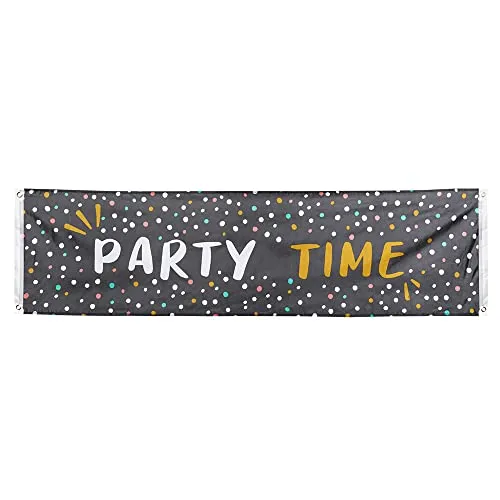 Boland 50353 - Banner aus Polyester Party Time, 50 x 180 cm, Partydekoration, Dekoration für Silvester oder Geburtstag