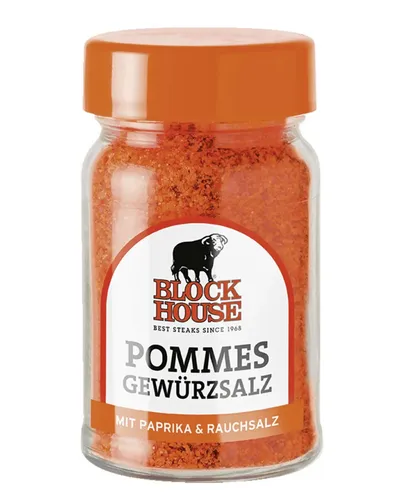 GOURVITA DE BLOCK HOUSE Pommes Gewürzsalz 80g - Verleihen Sie Ihren Pommes frites mit BLOCK HOUSE Pommes Gewürzsalz einen einzigartigen Geschmack. Die harmonische Mischung aus Paprika und Rauchsalz macht jede Portion zum Genuss.