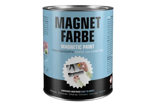 MILACOR Magnetfarbe Grau - 1L magnethaftende Wandfarbe - Farben: Ideal für kreative Wände, wasserbasierend und lösemittelfrei, mit schützender magnetischer Eigenschaft für vielseitige Anwendung.