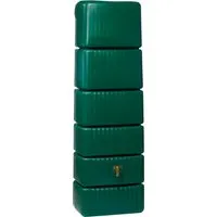 4rain SLIM Wandtank 300 L (dunkelgrün) - Regentonne & Wassertank, besonders flach für platzsparende Aufstellung an der Wand, inklusive Auslaufhahn und Windsicherung