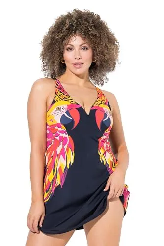 Ulla Popken Badekleid mit herausnehmbaren Softcups in Schwarz (Gr. 52) - Sportliches Badekleid in elegantem Schwarz, ideal für den Strand oder Pool. Mit herausnehmbaren Softcups für individuellen Tragekomfort. Pflegeleicht und mit OEKO-TEX® Standard 100 zertifiziert.