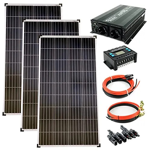 Solartronics Komplettset 3x130 Watt Poly Solarmodul - Effizientes Solarsystem mit 390 Watt für Garten, Camping und Wohnmobile. Einfacher Aufbau mit vorkonfektionierten Komponenten für sofortigen Strom. Ideal für 12V Batteriespeicher.