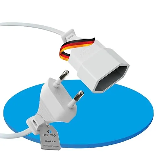 sonero Stromkabel Verlängerungskabel 10,0m - Eurostecker Flachstecker Typ C, zuverlässige Stromversorgung für Haushaltsgeräte und Elektronikgeräte