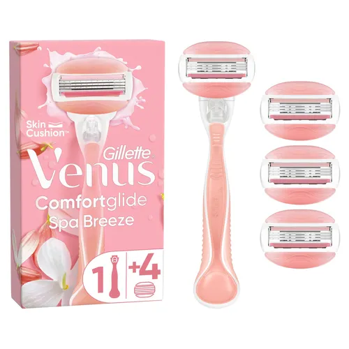 Gillette Venus ComfortGlide Spa Breeze Damenrasierer - Damenrasierer mit rutschfestem Handstück und 3 Klingen für eine glatte Rasur. Das 2-in-1 Gelkissen schäumt und rasiert gleichzeitig für ein müheloses Erlebnis.