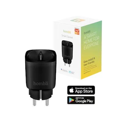 Hombli smarte Steckdose EU - Intelligentes Smart-Home-Zubehör - Steuern Sie Ihre Haushaltsgeräte smart und sparen Sie Energie! Mit der Hombli-App können Sie Geräte fernsteuern und Zeitpläne festlegen. Sprachsteuerung mit Alexa, Google Assistant und Siri möglich.