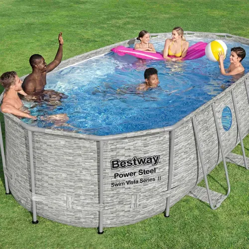 Bestway Pool-Set Power Steel Swim Vista 549x274x122 cm – Spaß für die ganze Familie - Swimmingpools: Robustes Material mit korrosionsbeständigem Metallrahmen und 3-lagigen Seitenwänden für langlebigen Badespaß. Schneller Aufbau in nur 30 Minuten!