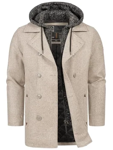 Indicode Kurzmantel Herren Cliff – Brauner Wintermantel in XXL (58) - Stylischer Kurzmantel aus 50% Polyester und 50% Wolle, ideal für die kalte Jahreszeit. Casual Fit mit Stehkragen und Reißverschluss für optimalen Komfort.