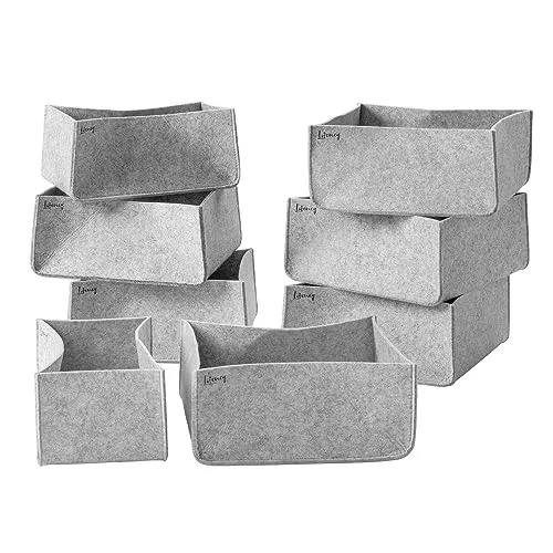Lifeney 8er-Set Schubladenorganizer in Hellgrau - Aufbewahrungsboxen, 8-teiliges Set aus Textil, bietet viel Stauraum und ist vielseitig einsetzbar für eine optimale Organisation.