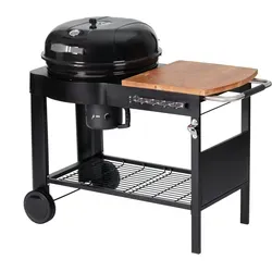 Tarrington House Holzkohlegrill Calgary – mobil und vielseitig - Grills – Mit 54 cm Grillfläche, Seitenablage aus FSC-zertifiziertem Holz und praktischen Rädern für einfache Mobilität. Ideal für Garten, Terrasse oder Camping!
