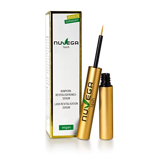 Nuvega Lash Veganes Wimpernserum - Wimpernpflege für lange, voluminöse Wimpern in nur 4-6 Wochen. Angereichert mit Bio-Peptiden für effektives Wachstum und Pflege – 100% vegan und Made in Germany.