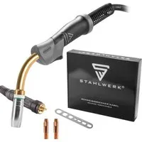 STAHLWERK AK25 | MB25 Schweißbrenner mit 3 m Schlauchpaket - MIG-Schweißgeräte, ergonomisch geformt für ermüdungsfreies Schweißen und optimaler Schutz vor Überhitzung dank integrierter Gaskühlung.