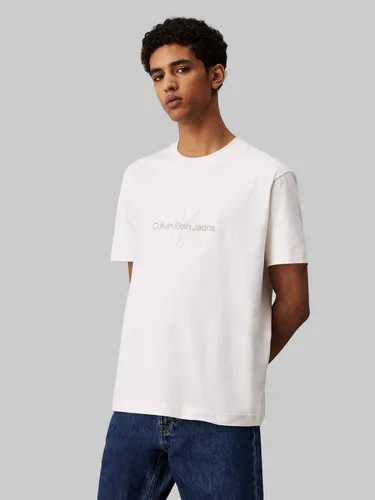 T-Shirt "CHENILLE MONOLOGO TEE" von Calvin Klein Jeans, Gr. XXXL - Kombistarkes T-Shirt für Männer mit Logostickerei. Weich fallendes Oberteil aus elastischem Single Jersey, ideal für lässige Looks.
