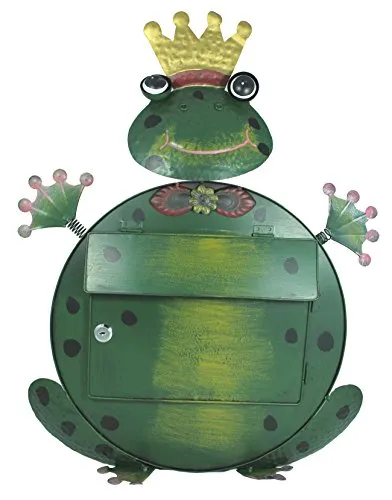 colourliving Kermit Briefkasten - Handbemalter Frosch aus Metall - Wandbriefkasten im Froschdesign, einzigartig handbemalt aus robustem Metall, ideal für kreative Hausbesitzer.